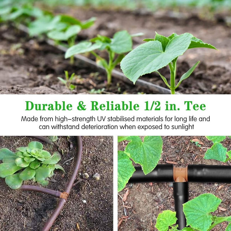 Gardrip Drip Irrigation Barbed Tee：30 Pack Drip Irrigation Tee Parts Fits for 1/2 Inch Drip Irrigation Tubing 17mm 0.600" ID for Patio Lawn Garden - Image 5